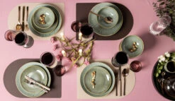 Jay Hill Onderzetters - Vegan Leer - Bruin / Zand - Dubbelzijdig - ø 10 Cm - 6 Stuks -Keuken Kook Winkel 10 Jay Hill Serviesset Stromboli 16 Delig 7 5