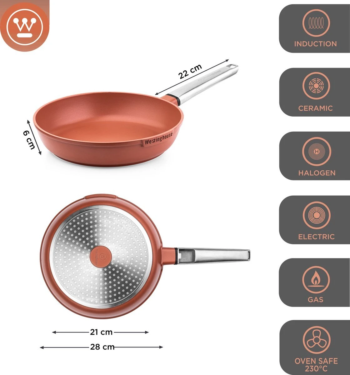 Westinghouse Koekenpannenset Performance - ø 24 En 28 Cm - Rood - Inductie En Alle Andere Warmtebronnen 6 Westinghouse Koekenpannenset Performance - ø 24 En 28 Cm - Rood - Inductie En Alle Andere Warmtebronnen - Afbeelding 6