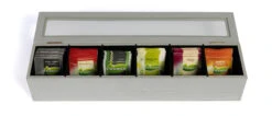 Sakura Tea Theedoos - Wit - 6-vaks - Met Fluweel - 43 X 9 Cm -Keuken Kook Winkel 3 6 vaks lang 9