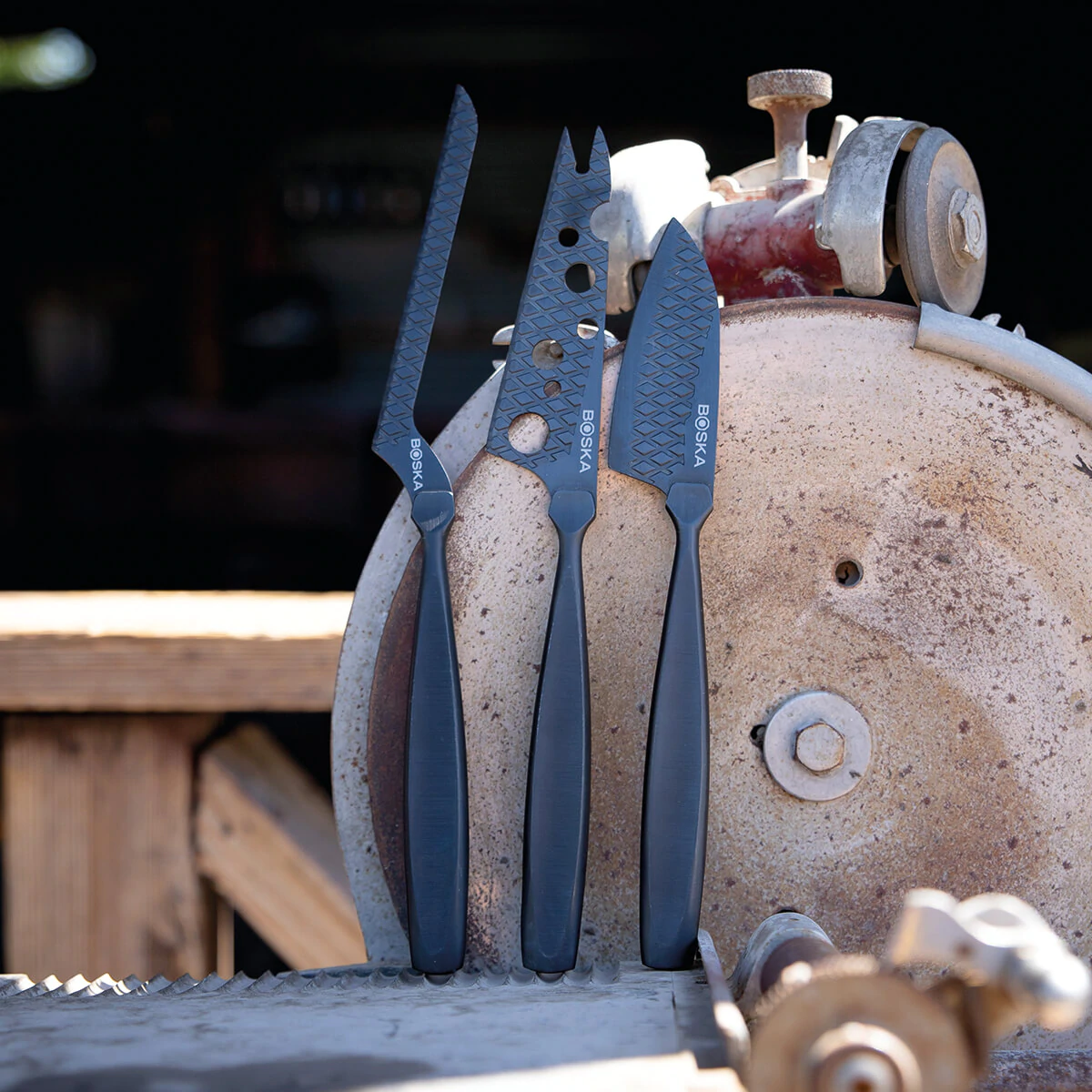 Boska Kaasmessenset Monaco+ Zwart - Met Lederen Hoes 4 Boska Kaasmessenset Monaco+ Zwart - Met Lederen Hoes - Afbeelding 4