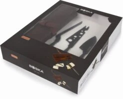 Boska Kaasmessenset Monaco+ Zwart - Met Lederen Hoes 15 Boska Kaasmessenset Monaco+ Zwart - Met Lederen Hoes -Keuken Kook Winkel 307089 Cheese Set Monaco Black verpakking