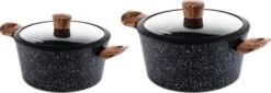 Westinghouse Kookpannenset Marble Wood - ø 24 En 28 Cm - Inductie En Alle Andere Warmtebronnen