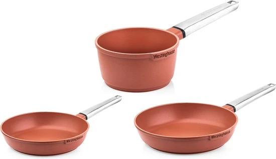 Westinghouse Pannenset Performance (Koekenpan ø 24 En 28 Cm + Steelpan ø 18 Cm) - Rood - Inductie En Alle Andere Warmtebronnen 1 Westinghouse Pannenset Performance (Koekenpan ø 24 En 28 Cm + Steelpan ø 18 Cm) - Rood - Inductie En Alle Andere Warmtebronnen