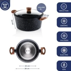 Westinghouse Pannenset Marble Wood (Wokpan ø 30 Cm + Braadpan + Hapjespan ø 28 Cm) - Inductie En Alle Andere Warmtebronnen 12 Westinghouse Pannenset Marble Wood (Wokpan ø 30 Cm + Braadpan + Hapjespan ø 28 Cm) - Inductie En Alle Andere Warmtebronnen -Keuken Kook Winkel 550x554