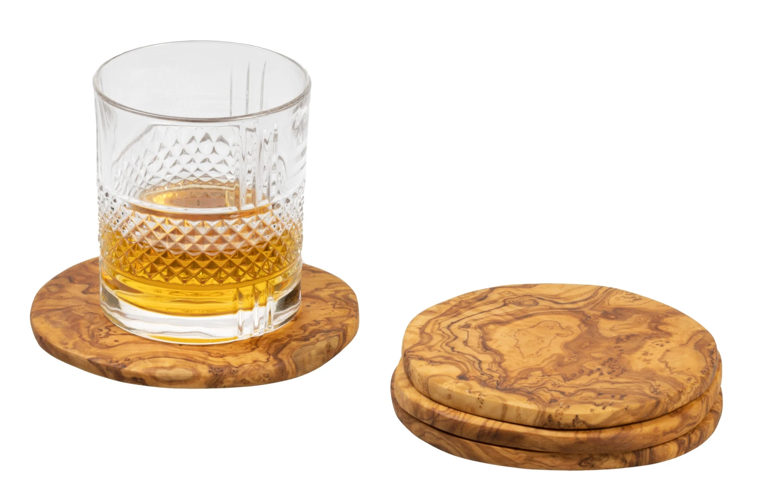 Jay Hill Onderzetters Tunea - Olijfhout - ø 10 Cm - 4 Stuks 1 Jay Hill Onderzetters Tunea - Olijfhout - ø 10 Cm - 4 Stuks