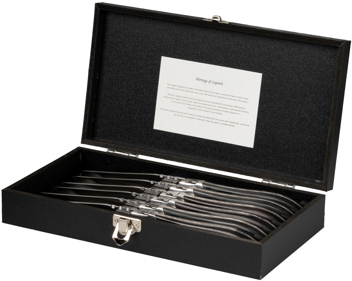 Jay Hill Steakmessen Laguiole - Zwart - 6 Stuks 4 Jay Hill Steakmessen Laguiole - Zwart - 6 Stuks - Afbeelding 4