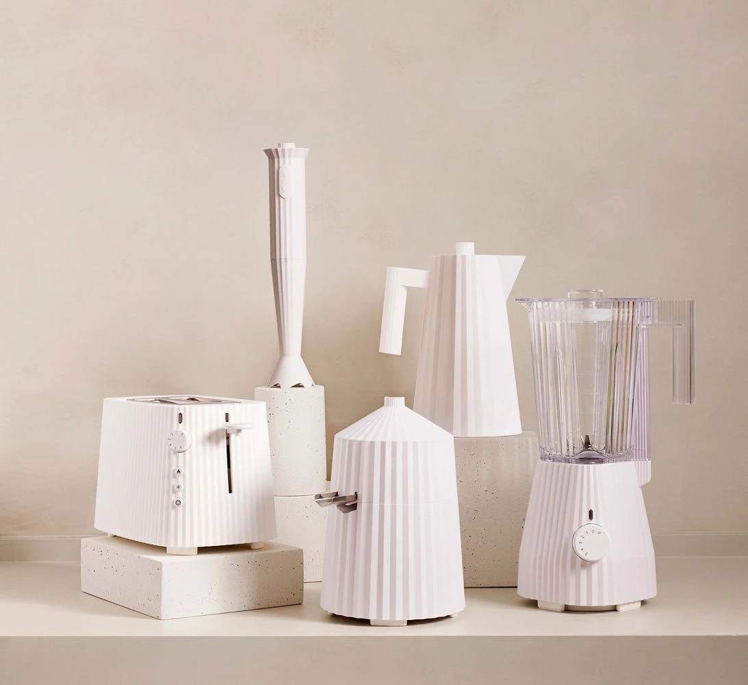 Alessi Broodrooster Plissé + Alessi Waterkoker Plissé 1.7 Liter - Wit - Michele De Lucchi 2 Alessi Broodrooster Plissé + Alessi Waterkoker Plissé 1.7 Liter - Wit - Michele De Lucchi - Afbeelding 2