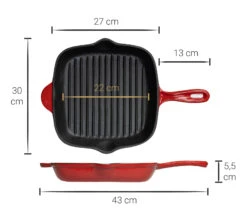 Blackwell Grillpan - Gietijzer - Rood - 27 X 27 Cm - Zonder Anti-aanbaklaag -Keuken Kook Winkel Asset 35@2x 80