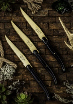 Laguiole Style De Vie Steakmessen Prestige Line Goud - 6 Stuks -Keuken Kook Winkel PresSteakGoudZw 1