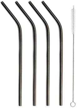 Sareva Herbruikbare Rietjes - Met Borstel - Zwart - Gebogen - 4 Stuks 9 Sareva Herbruikbare Rietjes - Met Borstel - Zwart - Gebogen - 4 Stuks -Keuken Kook Winkel Sareva Rietjes gebogen zwart