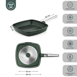 Westinghouse Grillpan Performance - Gracious Green - 28 X 28 Cm - Standaard Anti-aanbaklaag -Keuken Kook Winkel WCFP0095G28SG 3