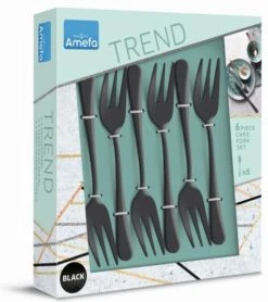 Amefa Gebaksvorkjes Austin - Vintage Zwart - 6 Stuks -Keuken Kook Winkel amefa taartvorkjes austin vintage zwart verpakking