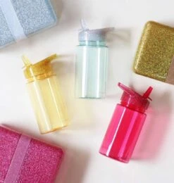 A Little Lovely Company Drinkfles / Waterfles - Glitter Zilver -Keuken Kook Winkel dbglsi31 lr 4 drink bottle glitter silver