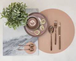 Jay Hill Placemats - Vegan Leer - Grijs / Roze - Dubbelzijdig - ø 38 Cm - 6 Stuks -Keuken Kook Winkel placemat 17 1