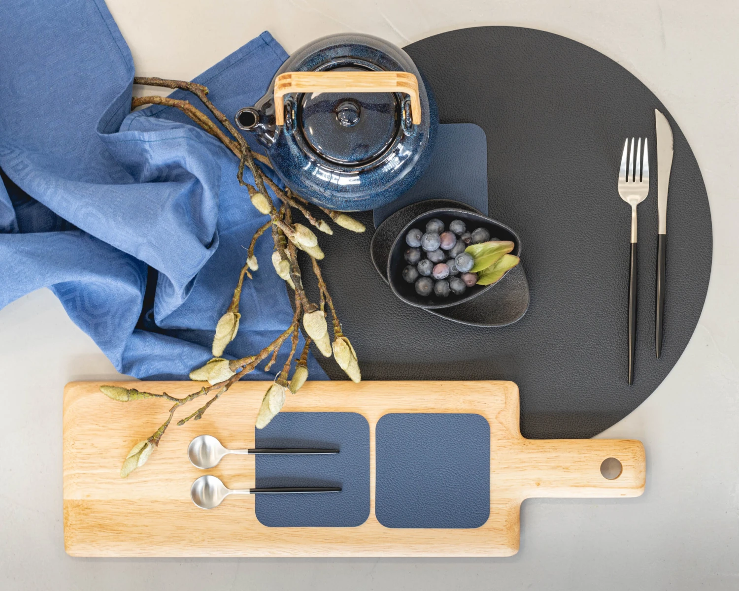 Jay Hill Placemat - Vegan Leer - Zwart - ø 38 Cm 2 Jay Hill Placemat - Vegan Leer - Zwart - ø 38 Cm - Afbeelding 2