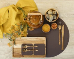 Jay Hill Placemats - Vegan Leer - Bruin / Zand - Dubbelzijdig - ø 38 Cm - 6 Stuks -Keuken Kook Winkel placemat 8 8